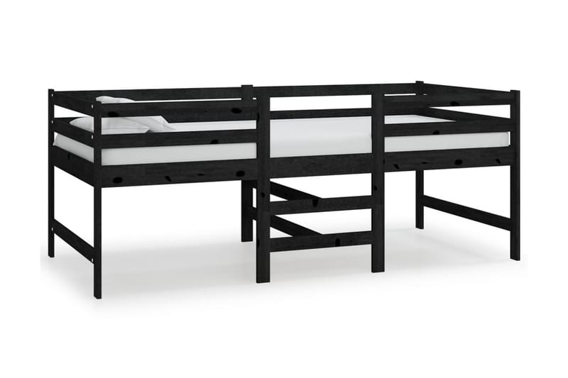 Säng medelhög svart massiv furu 90x200 cm - Svart - Möbler - Säng - Sängram & sängstomme