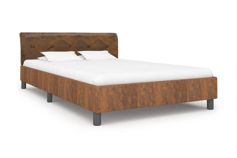 Sängram brun konstmocka 140x200 cm - Brun - Möbler - Säng - Sängram & sängstomme