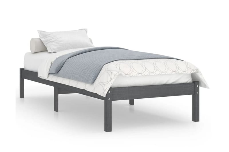 Sängram grå massiv furu 90x190 cm - Grå - Möbler - Säng - Sängram & sängstomme