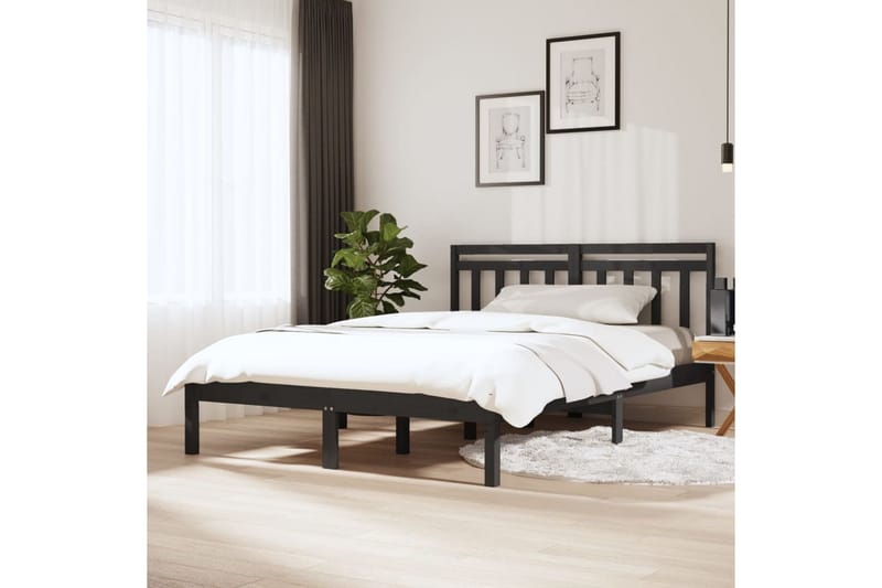 Sängram grå massivt furu 140x190 cm - Grå - Möbler - Säng - Sängram & sängstomme