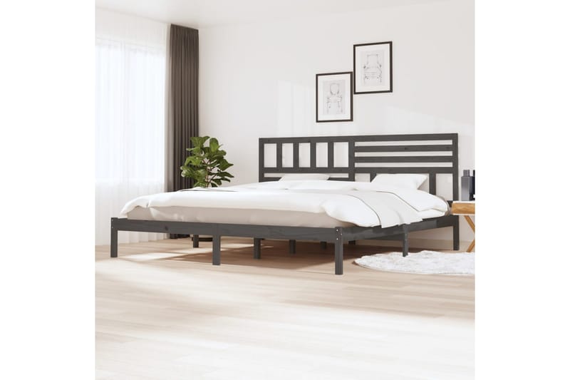 Sängram grå massivt furu 180x200 cm - Grå - Möbler - Säng - Sängram & sängstomme