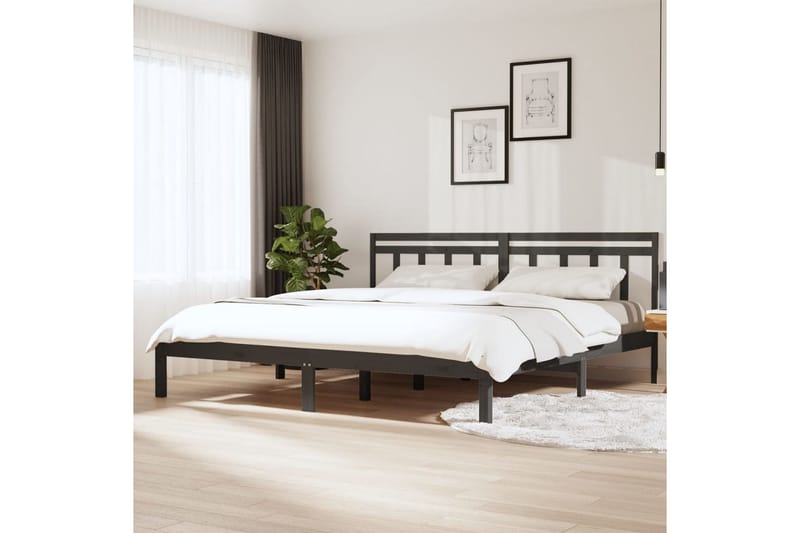 Sängram grå massivt furu 200x200 cm - Grå - Möbler - Säng - Sängram & sängstomme