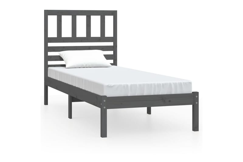 Sängram grå massivt furu 90x200 cm enkelsäng - Grå - Möbler - Säng - Sängram & sängstomme