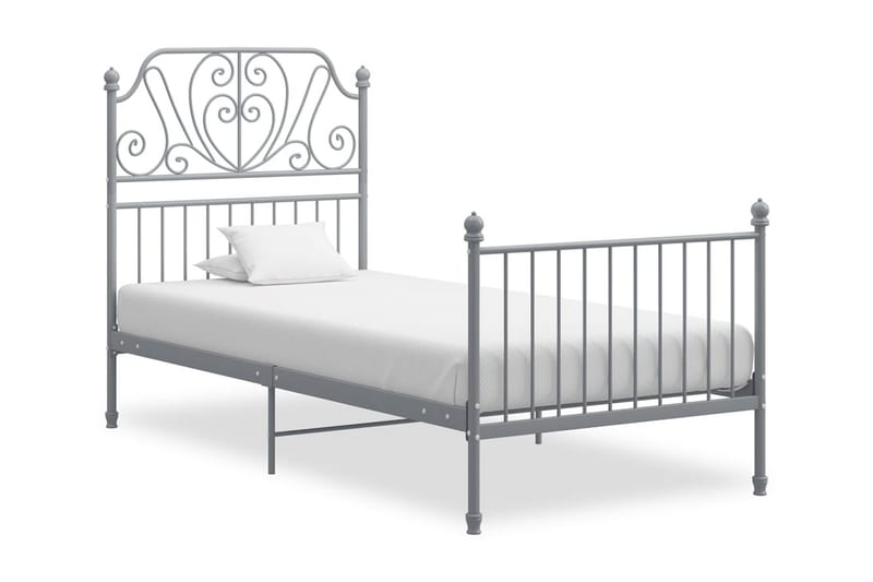 Sängram grå metall 100x200 cm - Grå - Möbler - Säng - Sängram & sängstomme