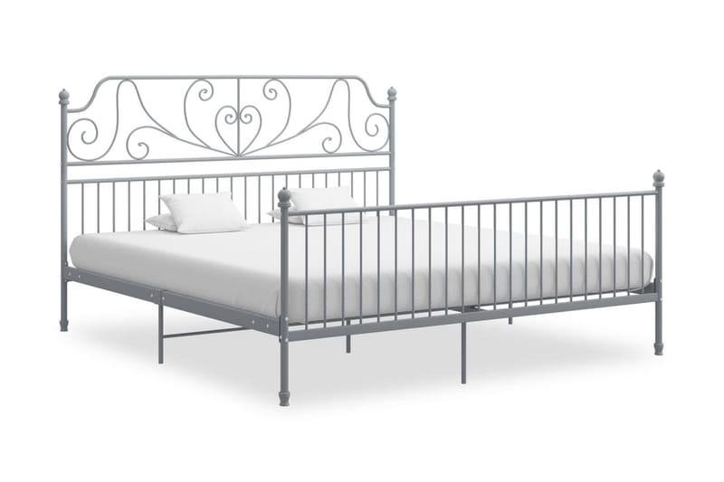Sängram grå metall 200x200 cm - Grå - Möbler - Säng - Sängram & sängstomme