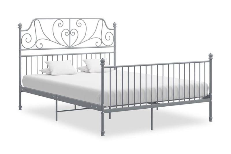 Sängram grå metall och plywood 140x200 cm - Grå - Möbler - Säng - Sängram & sängstomme