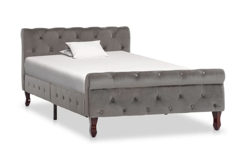 Sängram grå sammet 100x200 cm - Grå - Möbler - Säng - Sängram & sängstomme