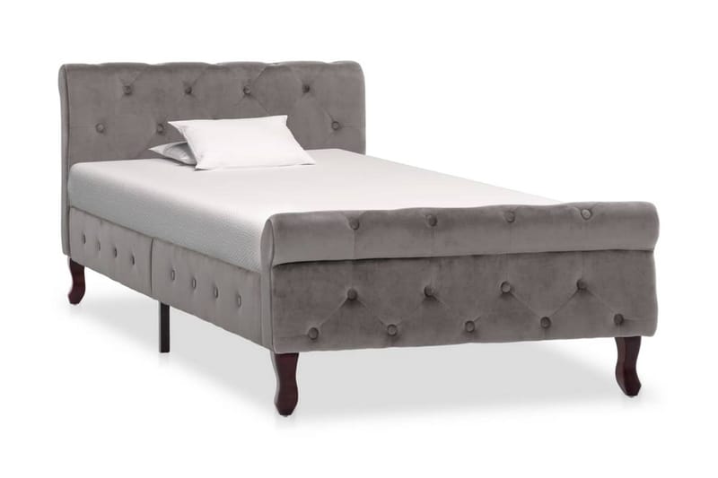 Sängram grå sammet 90x200 cm - Grå - Möbler - Säng - Enkelsäng