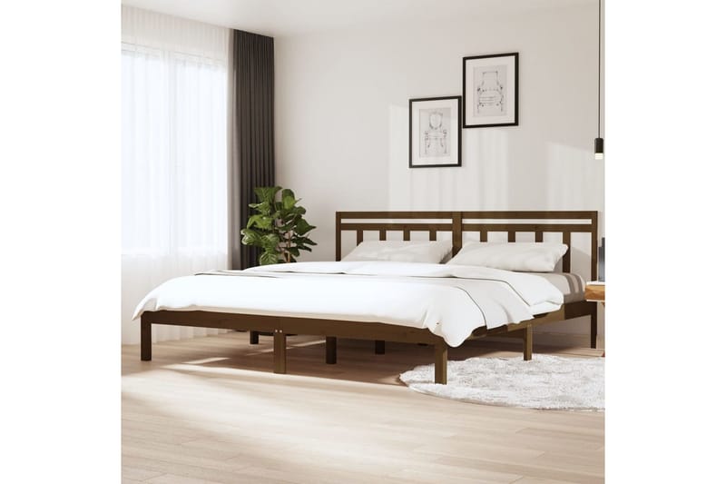 Sängram honungsbrun massivt furu 160x200 cm - Brun - Möbler - Säng - Sängram & sängstomme