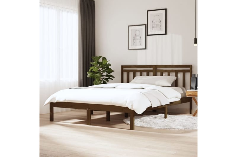 Sängram honungsbrun massivt trä 150x200 cm - Honung - Möbler - Säng - Sängram & sängstomme