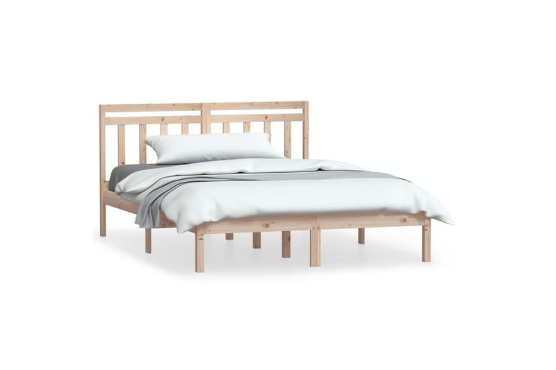 Sängram massivt trä 135x190 cm dubbelsäng - Brun - Möbler - Säng - Sängram & sängstomme