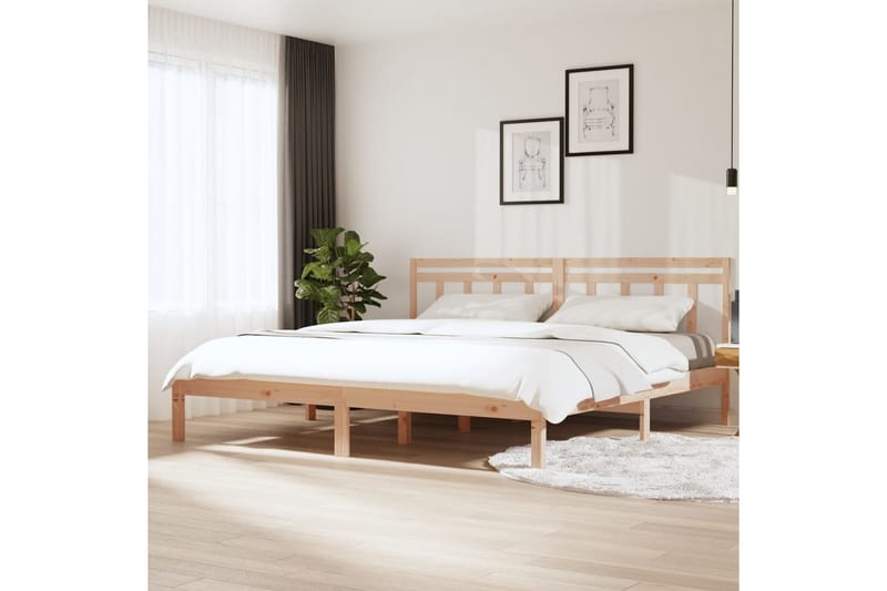 Sängram massivt trä 180x200 cm - Brun - Möbler - Säng - Sängram & sängstomme