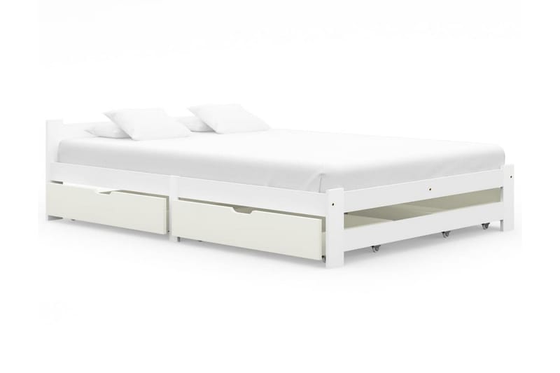 Sängram med 4 lådor vit massiv furu 140x200 cm - Vit - Möbler - Säng - Sängram & sängstomme