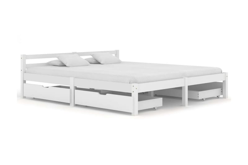 Sängram med 4 lådor vit massiv furu 180x200 cm - Vit - Möbler - Säng - Sängram & sängstomme