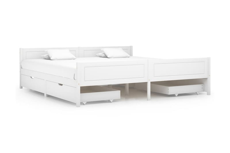 Sängram med 4 lådor vit massiv furu 200x200 cm - Vit - Möbler - Säng - Sängram & sängstomme