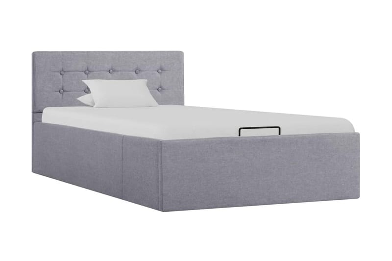 Sängram med hydraulisk förvaring ljusgrå tyg 90x200 cm - Grå - Möbler - Säng - Sängram & sängstomme