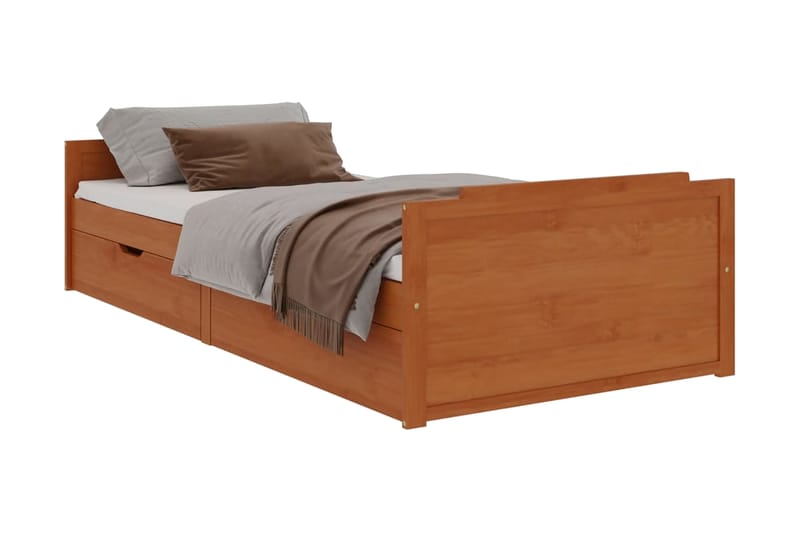 Sängram med lådor honungsbrun massiv furu 90x200 cm - Honung - Möbler - Säng - Sängram & sängstomme