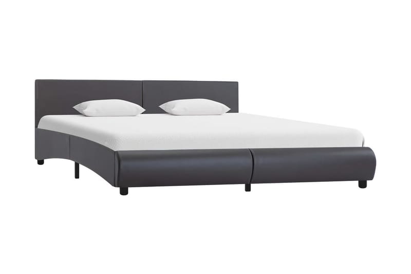 Sängram med LED grå konstläder 160x200 cm - Grå - Möbler - Sängar - Sängram & sängstomme