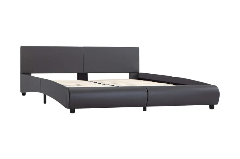Sängram med LED grå konstläder 160x200 cm - Grå - Möbler - Sängar - Sängram & sängstomme