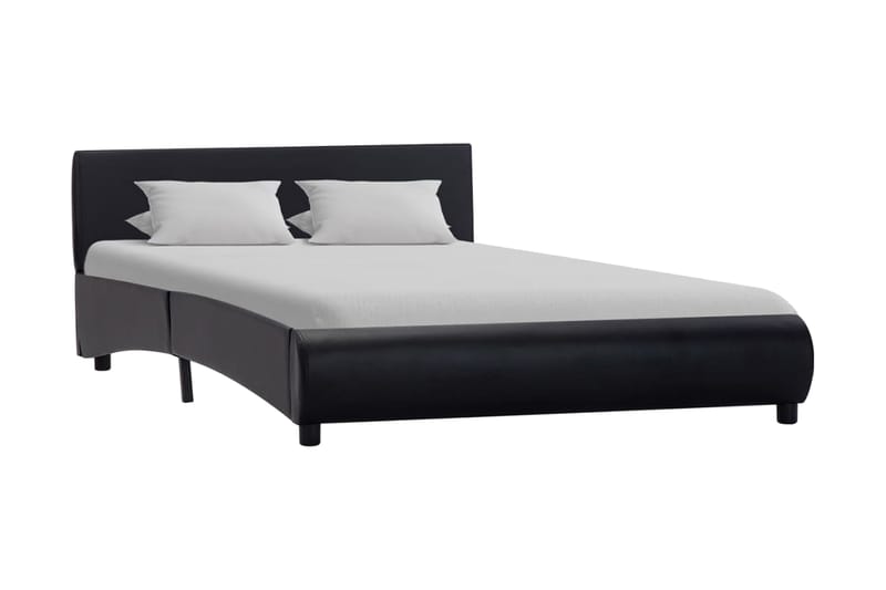 Sängram med LED svart konstläder 120x200 cm - Svart - Möbler - Sängar - Sängram & sängstomme