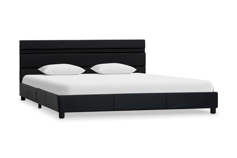 Sängram med LED svart konstläder 120x200 cm - Svart - Möbler - Säng - Sängram & sängstomme