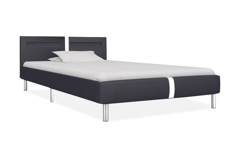 Sängram med LED svart konstläder 90x200 cm - Svart - Möbler - Säng - Sängram & sängstomme