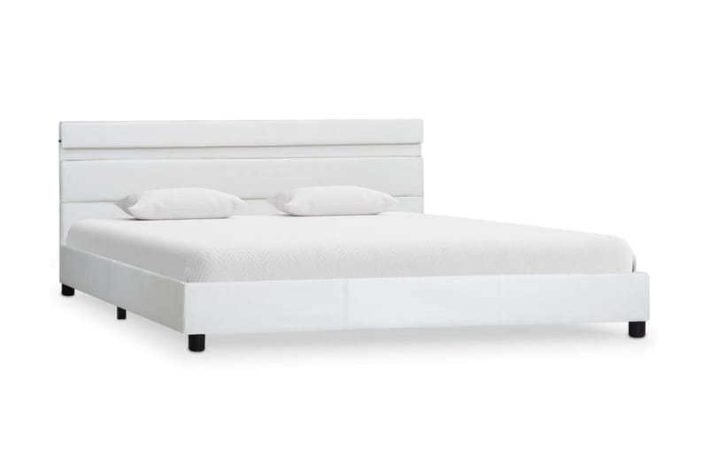 Sängram med LED vit konstläder 140x200 cm - Vit - Möbler - Säng - Sängram & sängstomme