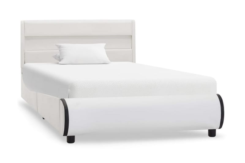 Sängram med LED vit konstläder 90x200 cm - Vit - Möbler - Säng - Kontinentalsäng