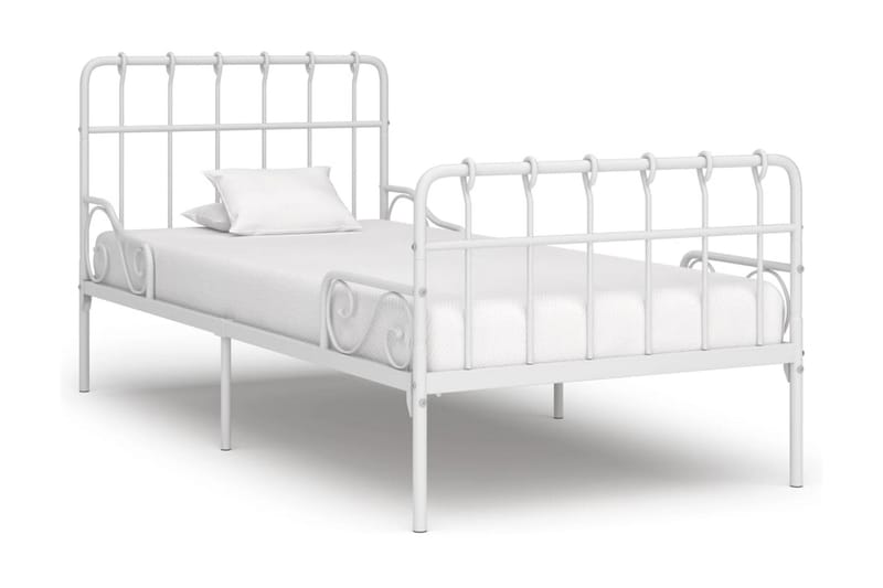 Sängram med ribbotten vit metall 90x200 cm - Vit - Möbler - Säng - Sängram & sängstomme