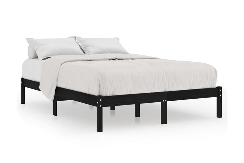 Sängram svart massiv furu 140x190 cm - Svart - Möbler - Säng - Sängram & sängstomme