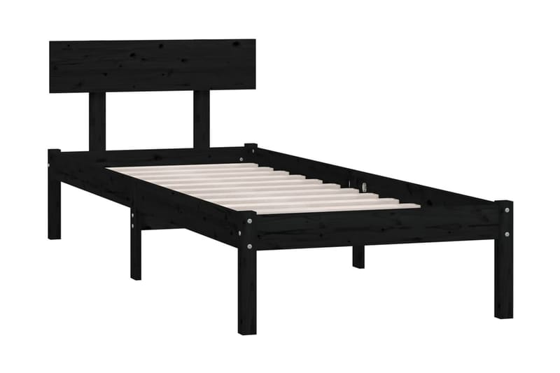 Sängram svart massiv furu 90x190 cm - Svart - Möbler - Säng - Sängram & sängstomme