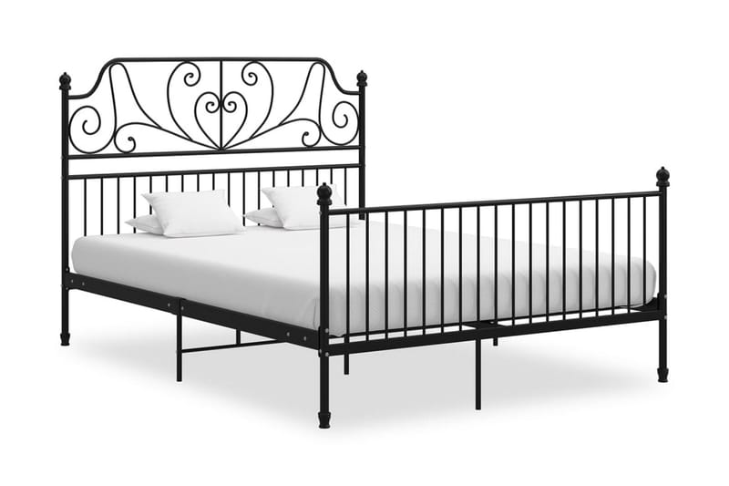 Sängram svart metall och plywood 160x200 cm - Svart - Möbler - Säng - Sängram & sängstomme