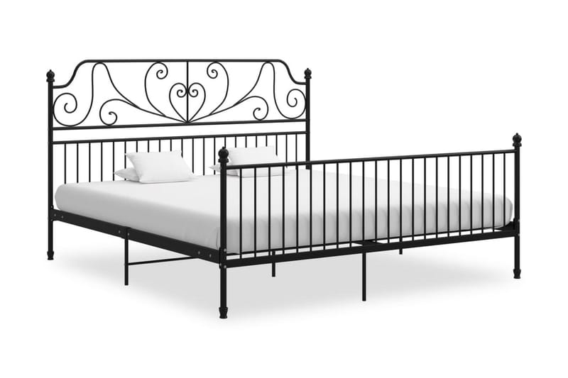 Sängram svart metall och plywood 180x200 cm - Svart - Möbler - Säng - Sängram & sängstomme
