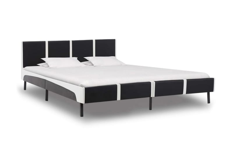 Sängram svart och vit konstläder 160x200 cm - Svart - Möbler - Sängar - Sängram & sängstomme