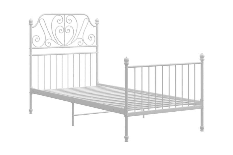 Sängram vit metall och plywood 100x200 cm - Vit - Möbler - Säng - Sängram & sängstomme