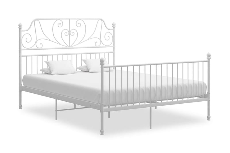 Sängram vit metall och plywood 140x200 cm - Vit - Möbler - Säng - Sängram & sängstomme