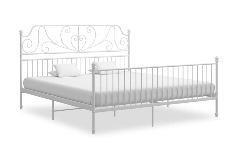 Sängram vit metall och plywood 200x200 cm - Vit - Möbler - Säng - Sängram & sängstomme