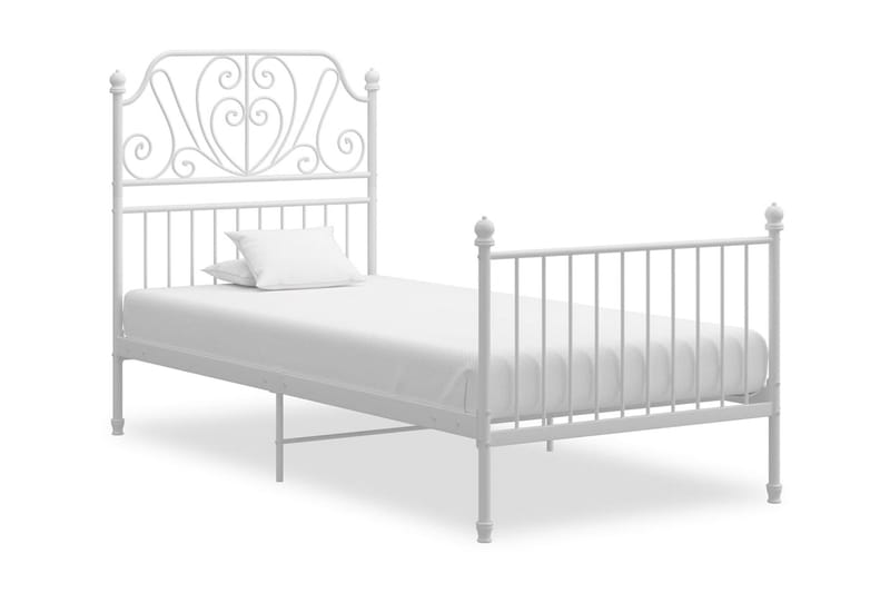 Sängram vit metall och plywood 90x200 cm - Vit - Möbler - Säng - Sängram & sängstomme