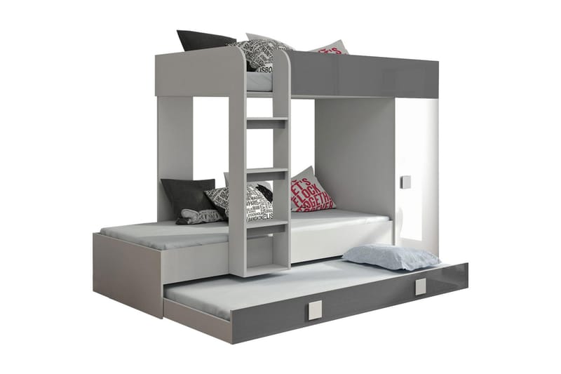 Toledo Säng 94x204 cm - Vit/Högglans/Grå/Högglans - Möbler - Möbelset - Möbelset för sovrum