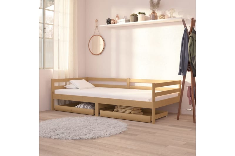 Sänglådor 2 st honungsbrun massiv furu - Honungsbrun - Möbler - Säng - Sängtillbehör & sänggavel - Sängförvaring