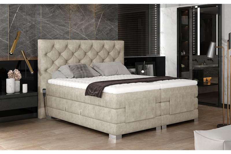 Clovera Sängpaket Kontinentalsäng 140x200 cm Ställbar - Beige - Möbler - Säng - Ställbara sängar
