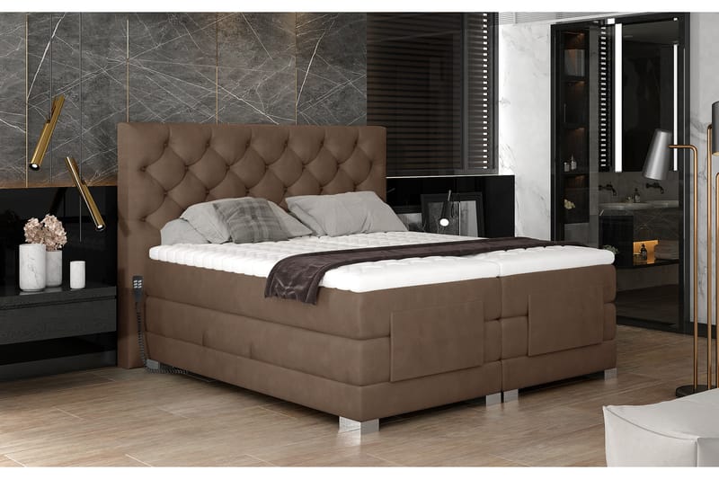 Clovera Sängpaket Kontinentalsäng 140x200 cm Ställbar - Ljusbrun - Möbler - Säng - Ställbara sängar