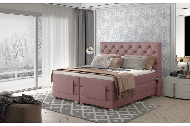 Clovera Sängpaket Kontinentalsäng 140x200 cm Ställbar - Ljusrosa - Möbler - Säng - Ställbara sängar