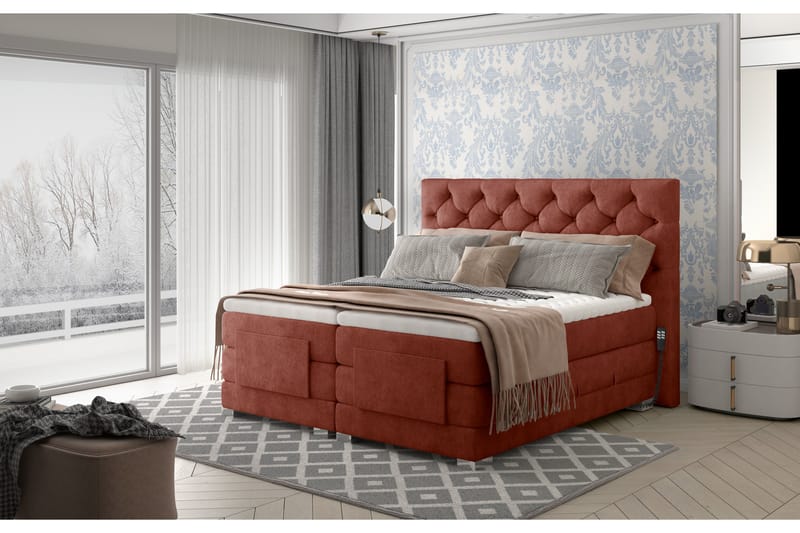 Clovera Sängpaket Kontinentalsäng 140x200 cm Ställbar - Röd - Möbler - Säng - Ställbara sängar