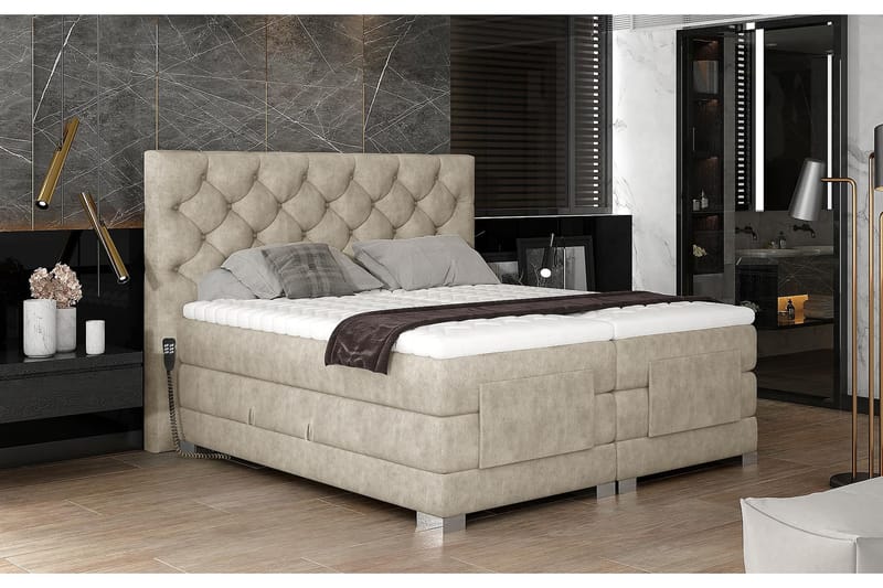 Clovera Sängpaket Kontinentalsäng 160x200 cm Ställbar - Beige - Möbler - Säng - Ställbara sängar