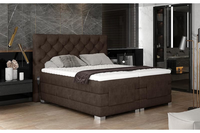 Clovera Sängpaket Kontinentalsäng 160x200 cm Ställbar - Brun - Möbler - Säng - Ställbara sängar