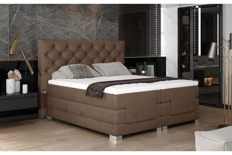 Clovera Sängpaket Kontinentalsäng 160x200 cm Ställbar - Ljusbrun - Möbler - Säng - Ställbara sängar