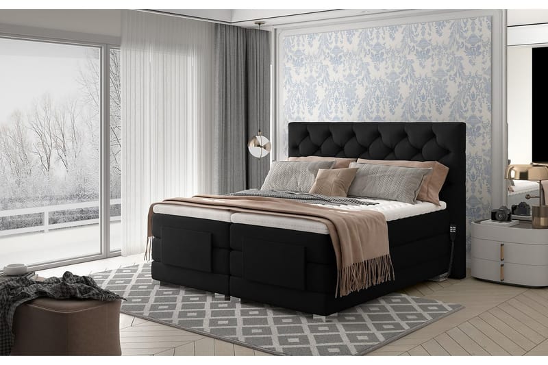 Clovera Sängpaket Kontinentalsäng 160x200 cm Ställbar - Svart - Möbler - Säng - Ställbara sängar
