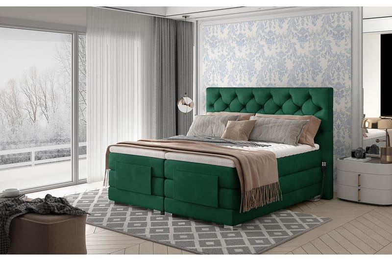 Clovera Sängpaket Kontinentalsäng 180x200 cm Ställbar - Grön - Möbler - Sängar - Ställbara sängar