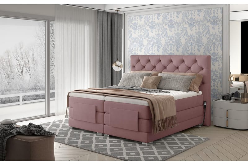 Clovera Sängpaket Kontinentalsäng 180x200 cm Ställbar - Ljusrosa - Möbler - Säng - Ställbara sängar